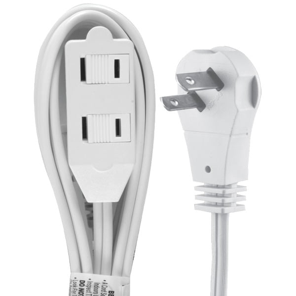 2-Outlet Wall Hugger Extension Cord White General Electric 50360 2 Pack 6ft 